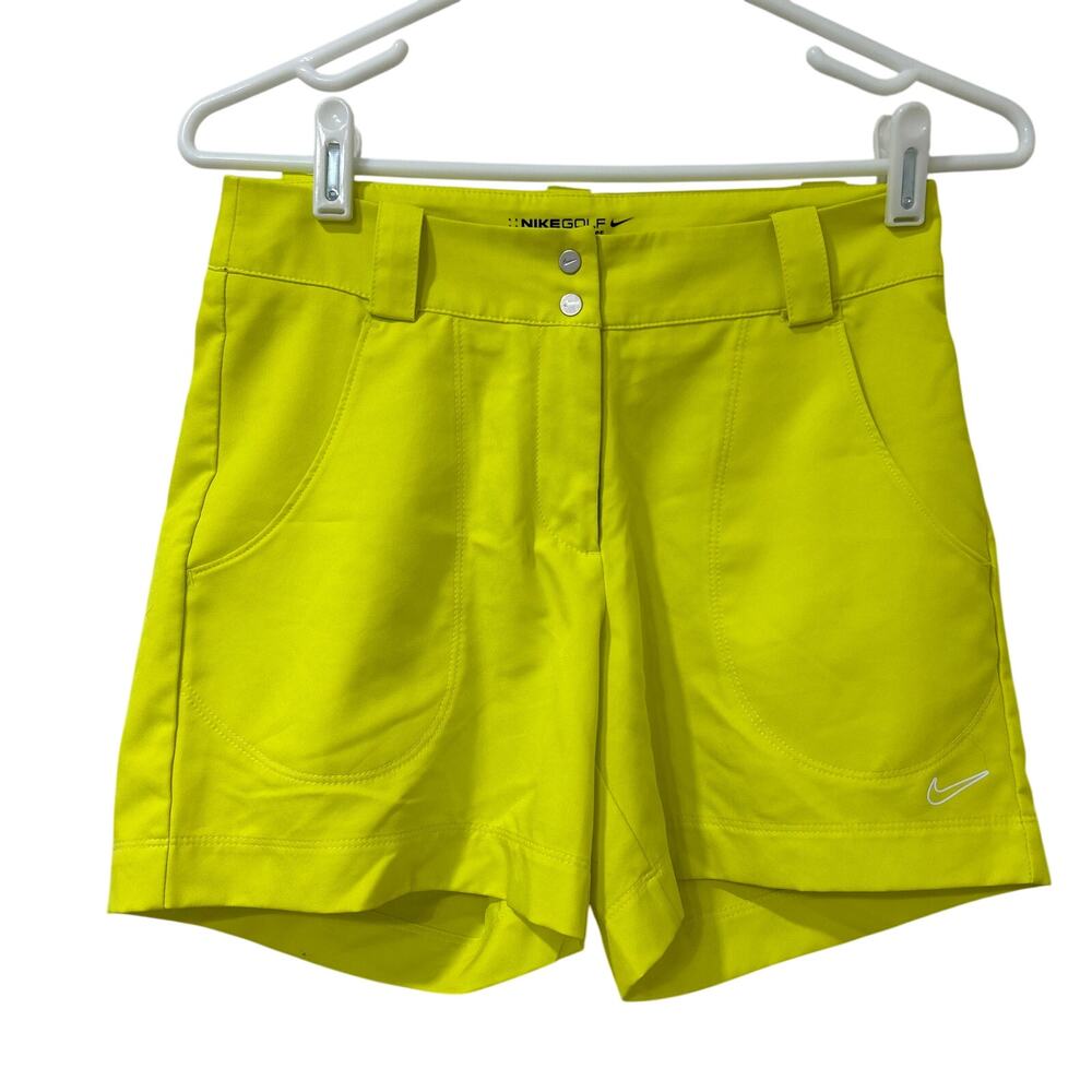 Nike Golf Women Sz 0 Yellow Dri Fit Tour Performance Shorts Activewear